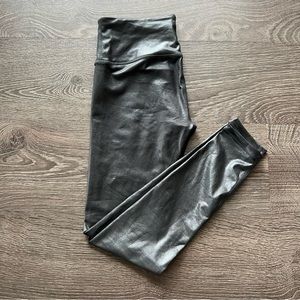 Athleta Elation shimmer/leather look leggings, XS
